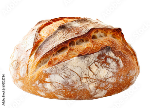 Sourdough bread bun isolated on a transparent background