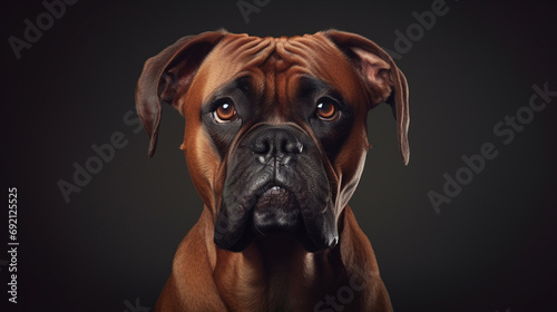 Portrait of a boxer dog on a black background