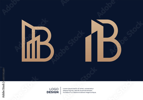 Collection of building architect letter B logo designs.
