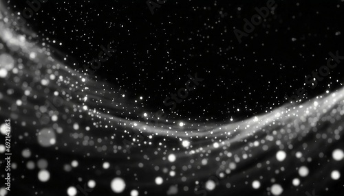 abstract motion of white stars dots snow on black background of space galaxy for abstract futuristic technology christmas decoration overlay wallpaper with wave rotation flickering effects