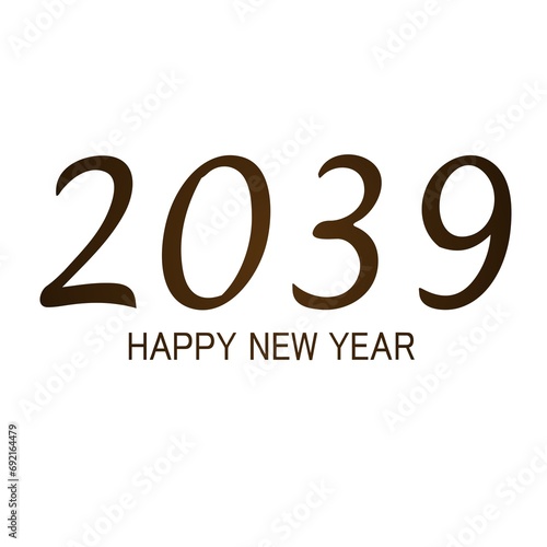 2039 Happy New Year. Holiday Design, Trendy Style, Calendar
