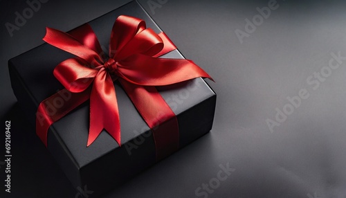 Pacco regalo nero con fiocco rosso
