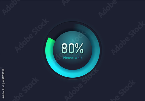 Round loading bar. Downloading process. Concept technology. Vector illustration.