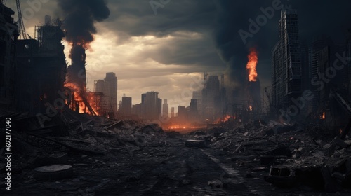 Apocalyptic city war zone