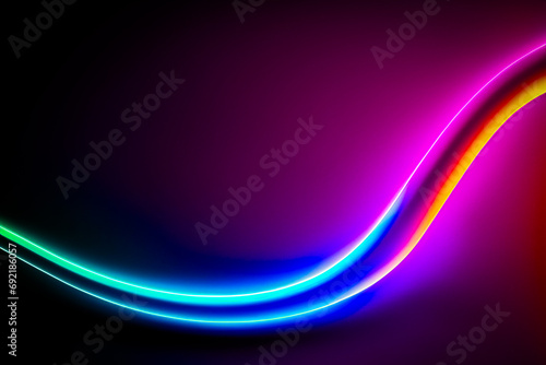 Curved blue neon line on purple gradient