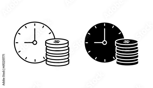 Time is money icon set. vector illustration