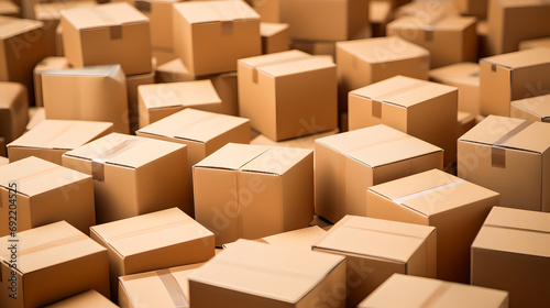 Several brown shipping cartons - created with generative AI 