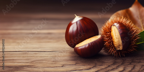 Closeup of horse chestnuts with a jar of ointment in the background,, Buckeye or Horse Chestnut,, Macro Shot of Horse Chestnuts with Ointment Jar Background