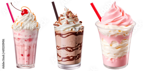 milkshake set isolated on transparent background - Design element PNG cutout collection