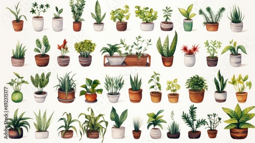 Some plants have watercolor illustrations in the background, in the style of artifacts of online culture, studyblr, emerald and brown, guatemalan art, petcore, miniaturecore, simple, colorful illustra