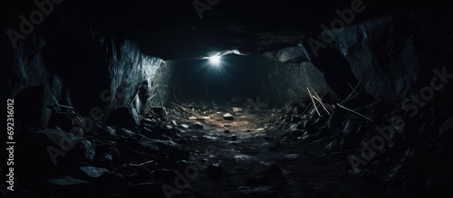 Exploring abandoned mine underground.