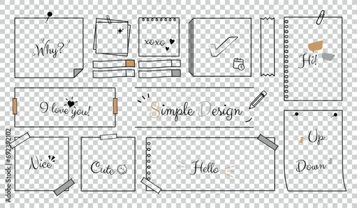 Note Pad Icons Set - Simple Flat Vector Illustrations Isolated On Transparent Background