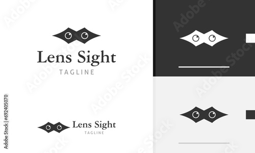 Logo design icon abstract geometric black masquerade spy face man woman mask eye with outline style
