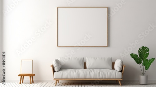 minimalist interior with a blank poster