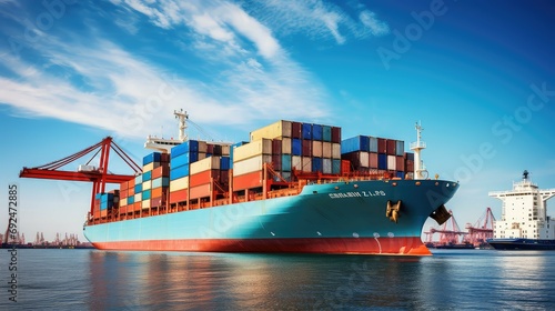 logistics maritime ship cargo illustration transportation import, trade port, ping carrier logistics maritime ship cargo