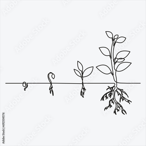 Continuous line hand drawing vector illustration tree art