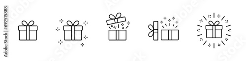 Gift box, surprise icon. Christmas present, surprise outline vector icons. Gift box, present icon set