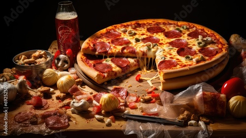 salty unhealthy pizza food illustration indulgent calorie, oily fast, carb heavy salty unhealthy pizza food
