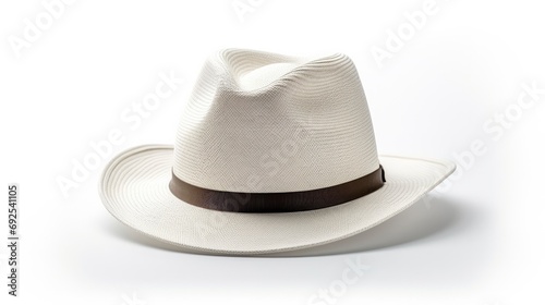 Retro fedora hat on white background