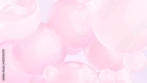 ポップな色合いが可愛らしいピンクの泡, ぷるぷるした質感の3Dレンダリングイメージ