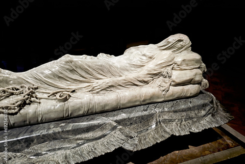 Naples Italy. Veiled Christ sculpture in Sansevero Chapel