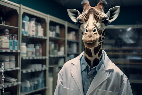 Generative AI image of wild animal in pharmacy