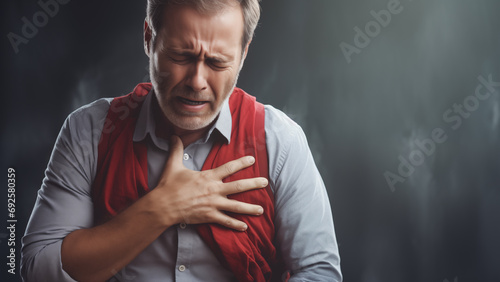Photo of a man complaining of chest pain and suspected of having a myocardial infarction