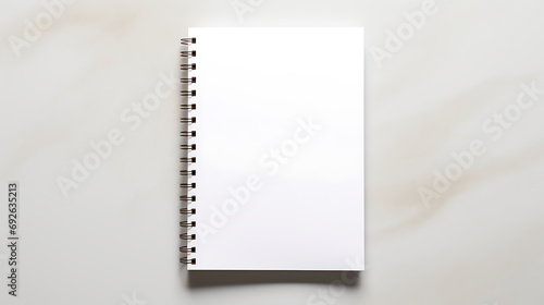 Mock-up magazine or catalog on white table. Blank page or notepad on neutral background. Blank page or notepad for mockups or simulations. Generative AI