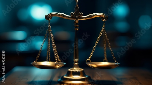 Legal law concept image, extreme close up of scales symbol of Justice