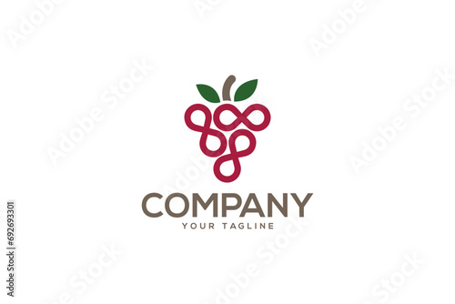 Creative logo design depicting a grape shaped like infinity symbols. 