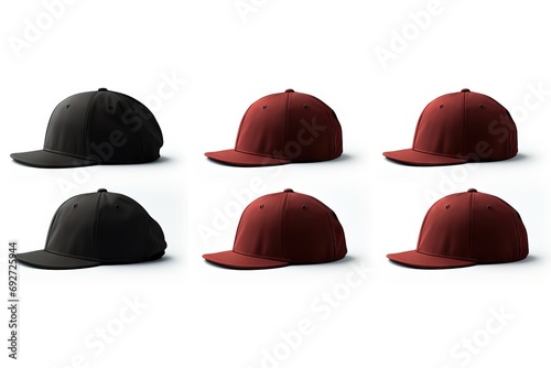 background white isolated cap baseball snapback views back top side front Set truck driver hat black view sport collection blank fashion template head clothing visor textile beauty closeup style