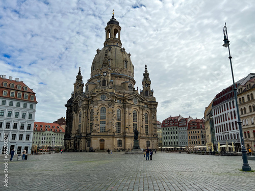 Germany, Dresden - 2022, May: Church of our Lady (Frauenkirche) at Neumarkt