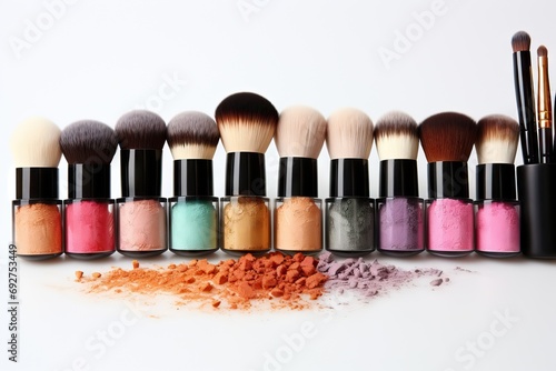 isolated brushes makeup cosmetics decorative Beautiful cosmetic make-up white applicator applying artist background beauty black brown brush care cheek colours colourful cool cream eye eyeshadow