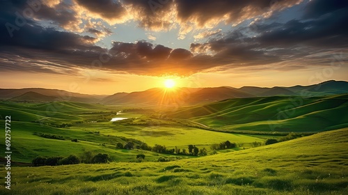 scenery knoll hills landscape illustration view outdoors, beauty greenery, meadow valley scenery knoll hills landscape