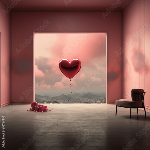 Valentines concept with heart balloon. 