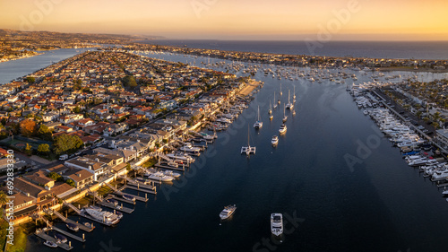 Aerial view of Newport Beach harbor