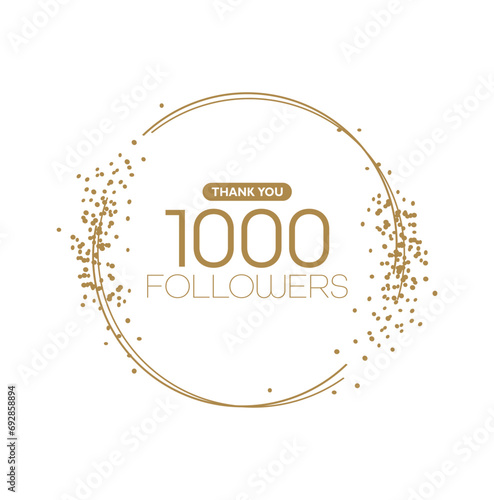Thank you 1000 followers card on white background