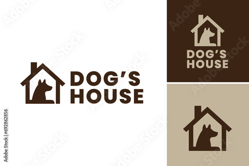 "Dog's house logo" is a logo design suitable for pet-related businesses and organizations. It can be used for pet shelters, dog boarding services, or animal welfare charities.
