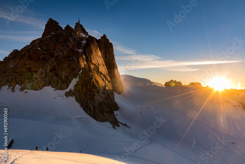 Sunrise with Aiguille du Midi in France