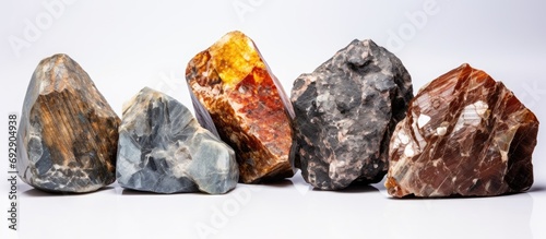 Feldspar is found in various types of igneous and metamorphic rocks.