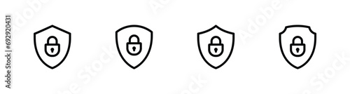 Shield with lock icon set, Protection, security symbol vector