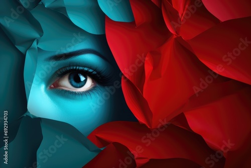 Young woman with blue eyes and red rose in her hair. February 5 - 11: Sexual Abuse & Sexual Violence Awareness Week.