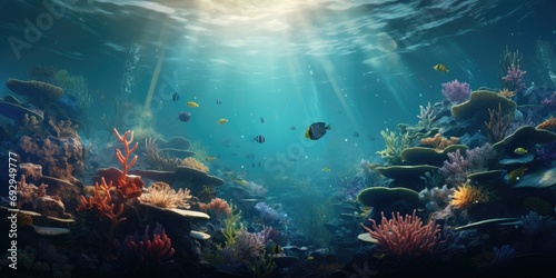 Underwater world with fish