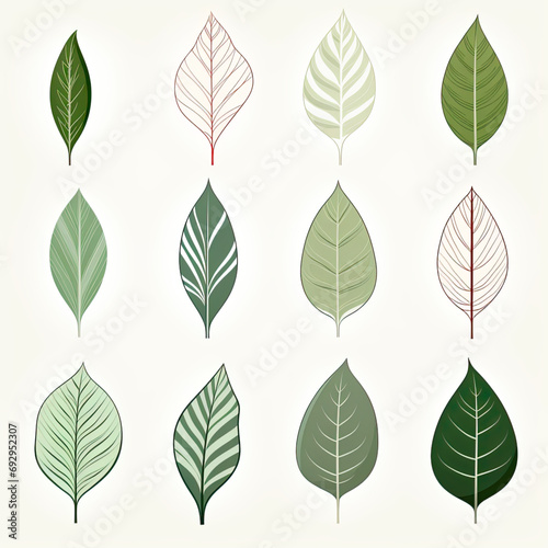  simple leaves white background