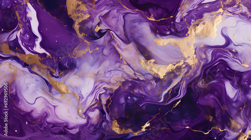Very beautiful purple marble pattern. Abstract art wallpaper. Art and Gold background. generative AI.