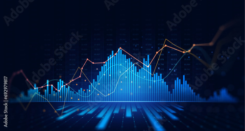  Stock market investment trading graph growth. Finance chart,stock market business and exchange financial growth graph. 