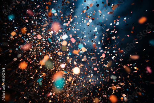 The abstract euphoria of a confetti shower in bright colors.