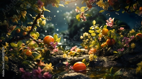 Beautiful fruits peach orange sunshine lullaby
