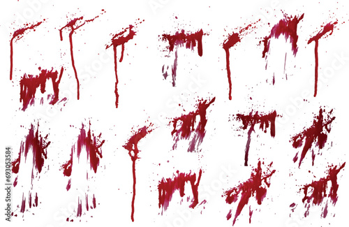 Blood spatter realistic vector background set. red blood paint splashes set. Realistic set of blood splatter vector