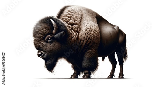 American Bison Standing Isolated